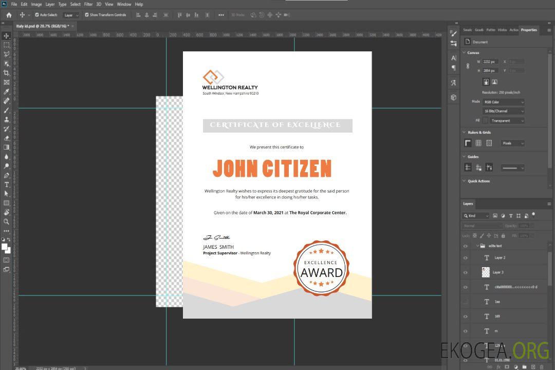 Certificat d'excellence USA version 2 template Certificat d'excellence USA version 2 template